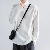 Hearujoy New Mens Turtleneck Tops Solid Color T-Shirts Unisex and Versatile Casual Loose Autumn and Winter Long Sleeve Tops